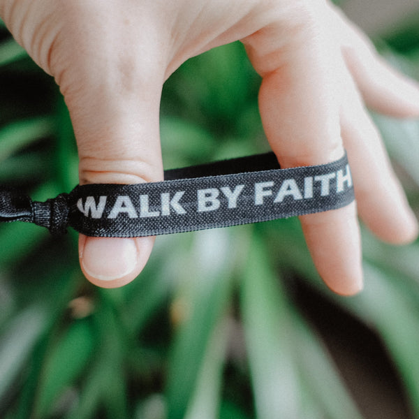 Walk By Faith, Not By Sight - Hair Tie Wristband - Christian Apparel and Accessories - Ascend Wood Products