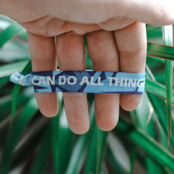 Philippians 4:13 - "I Can Do All Things Through Christ" Hair Tie Wristband - Christian Apparel and Accessories - Ascend Wood Products