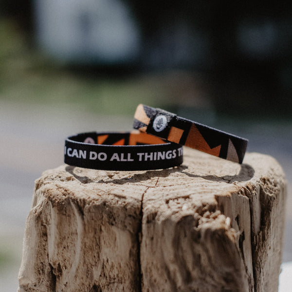 Philippians 4:13 - "I Can Do All Things Through Christ" Reversible Wristband - Black - Christian Apparel and Accessories - Ascend Wood Products