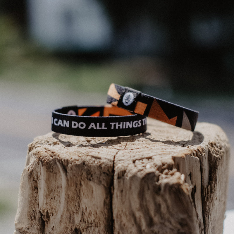 Philippians 4:13 - "I Can Do All Things Through Christ" Reversible Wristband - Black - Christian Apparel and Accessories - Ascend Wood Products