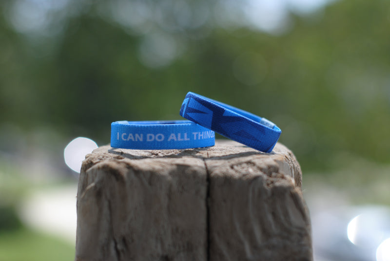 Philippians 4:13 - "I Can Do All Things Through Christ" Reversible Wristband - Aqua Blue - Christian Apparel and Accessories - Ascend Wood Products