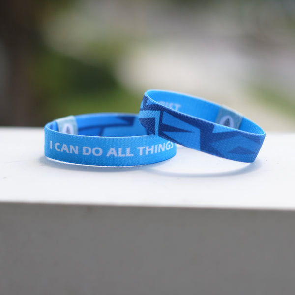 Philippians 4:13 - "I Can Do All Things Through Christ" Reversible Wristband - Aqua Blue - Christian Apparel and Accessories - Ascend Wood Products