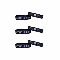 [NEW ALL BLACK] JESUS IS KING | 3-PACK Reversible Bracelets - Christian Apparel and Accessories - Ascend Wood Products